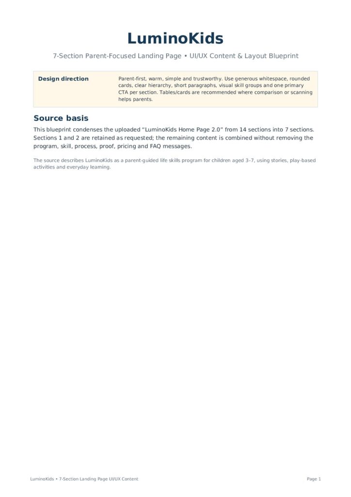 LuminoKids 7 Section Landing Page UI UX Pdf 724x1024